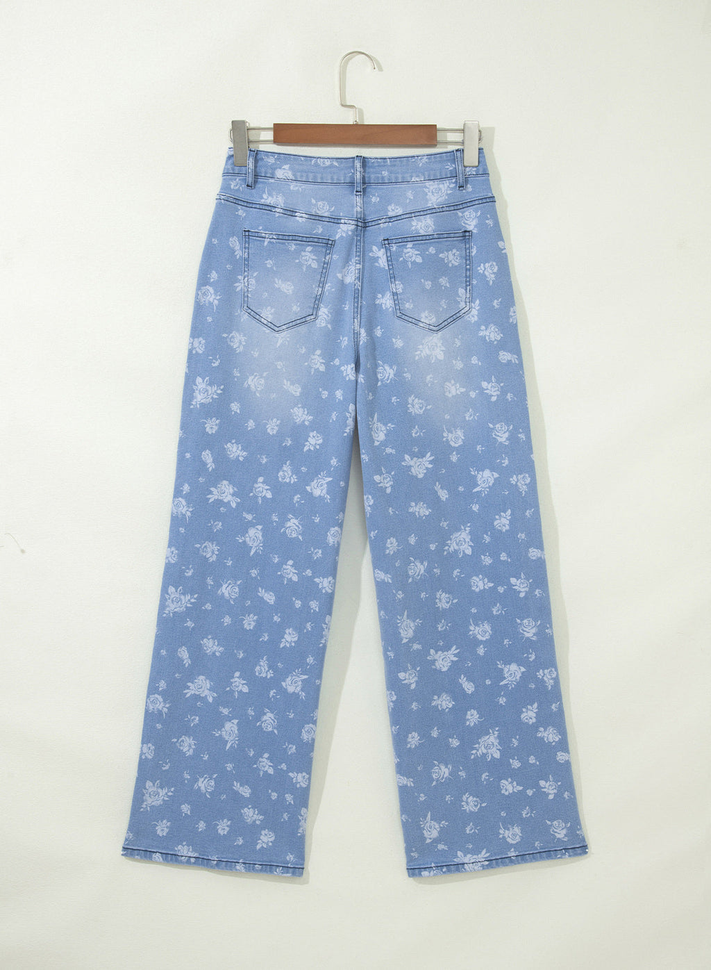 Dokotoo Women's Wide Leg Jeans Floral Print Baggy Denim Pants with Pockets