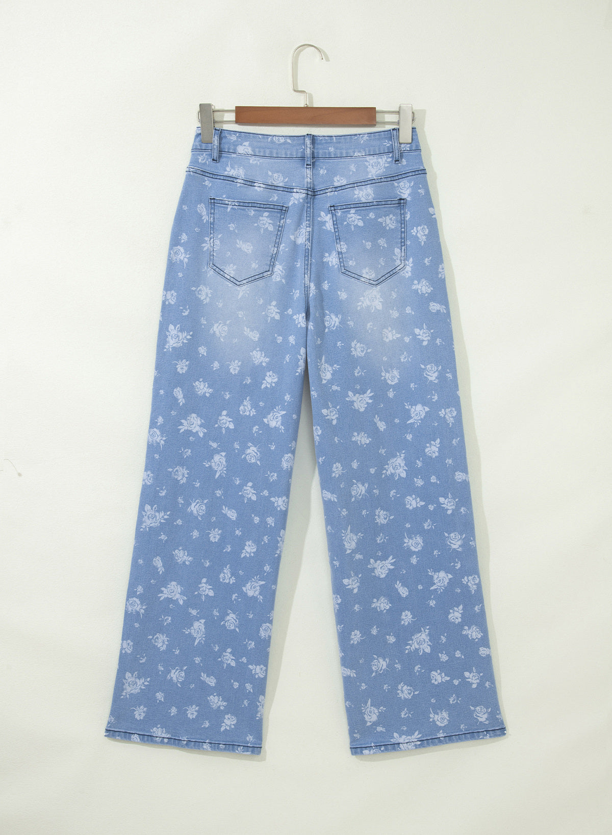 Dokotoo Women's Wide Leg Jeans Floral Print Baggy Denim Pants with Pockets