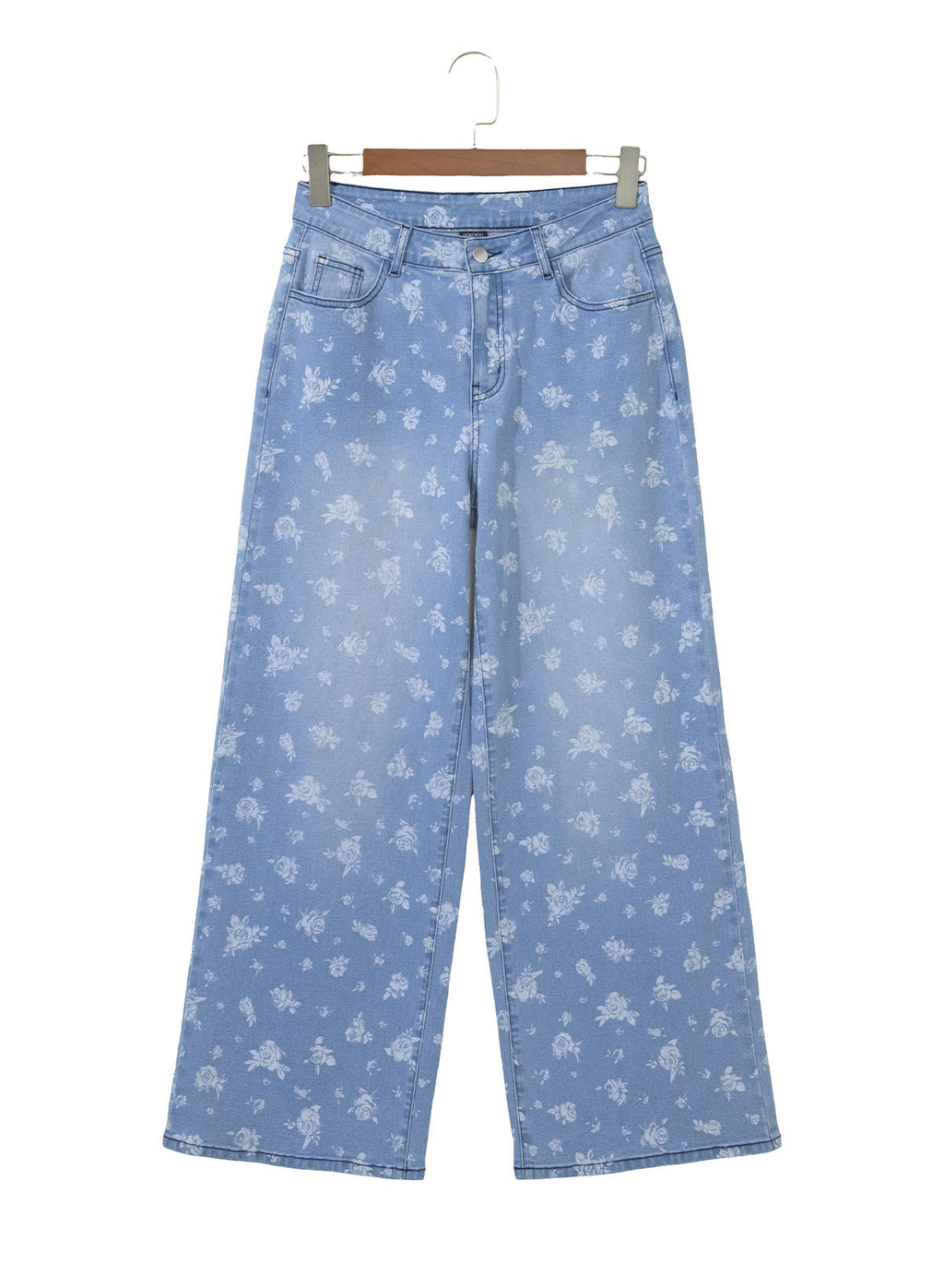 Dokotoo Women's Wide Leg Jeans Floral Print Baggy Denim Pants with Pockets