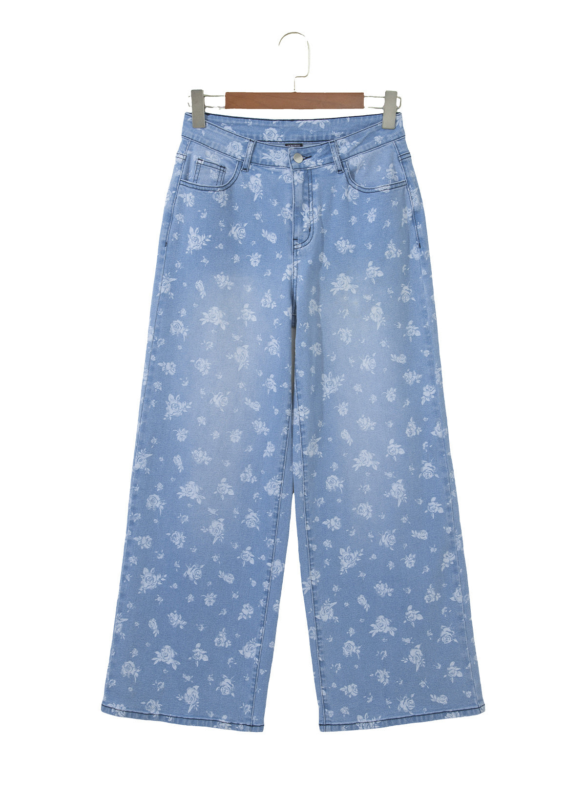 Dokotoo Women's Wide Leg Jeans Floral Print Baggy Denim Pants with Pockets