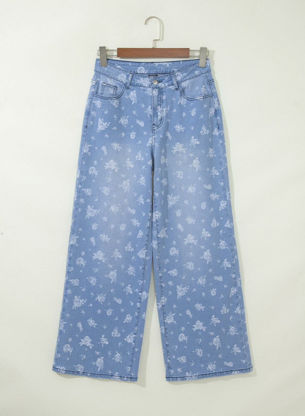 Dokotoo Women's Wide Leg Jeans Floral Print Baggy Denim Pants with Pockets