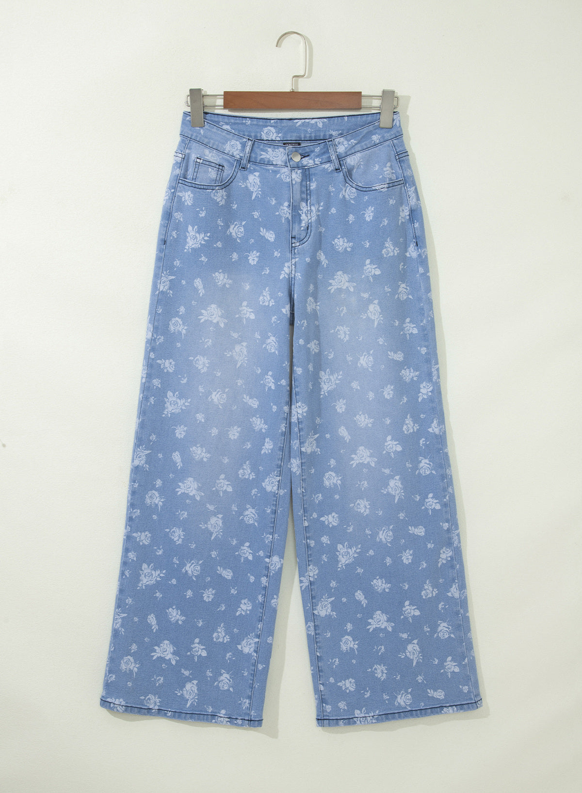 Dokotoo Women's Wide Leg Jeans Floral Print Baggy Denim Pants with Pockets