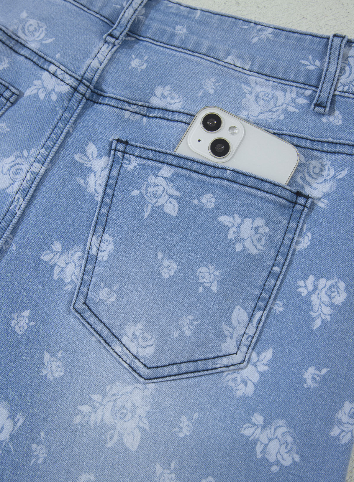 Dokotoo Women's Wide Leg Jeans Floral Print Baggy Denim Pants with Pockets