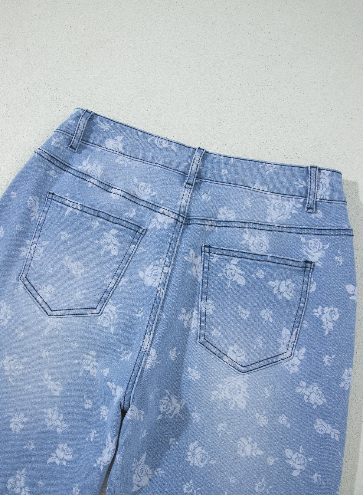 Dokotoo Women's Wide Leg Jeans Floral Print Baggy Denim Pants with Pockets