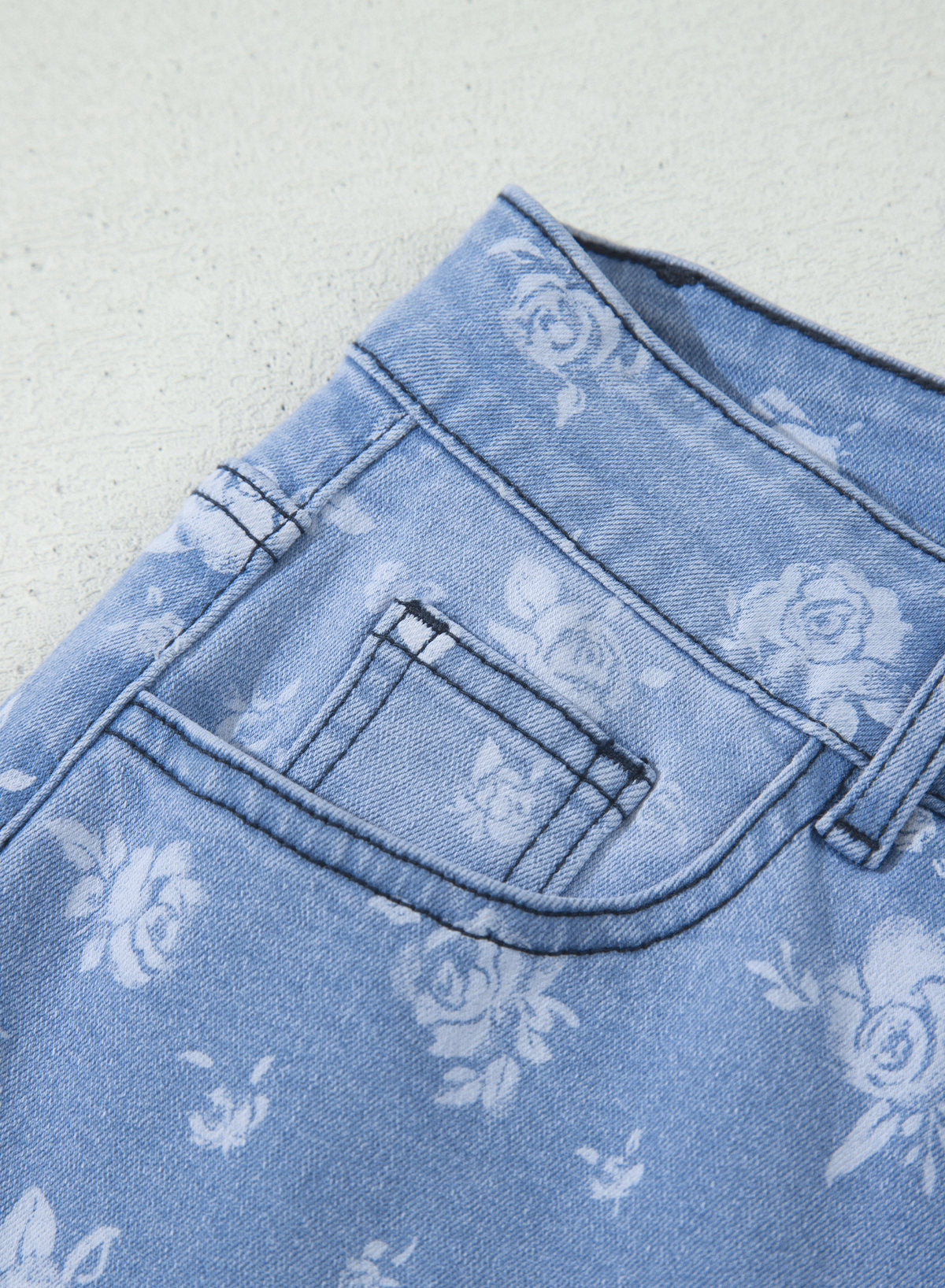 Dokotoo Women's Wide Leg Jeans Floral Print Baggy Denim Pants with Pockets