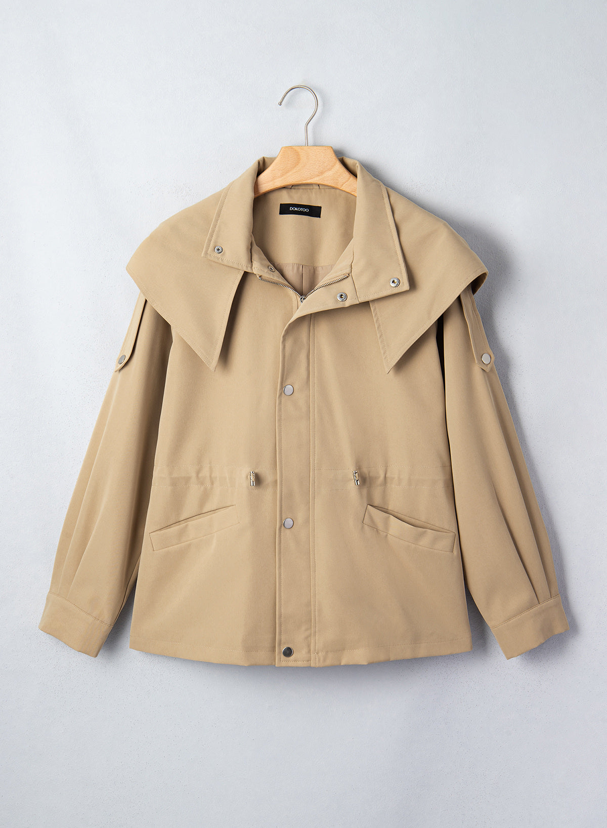 Dokotoo Women's Casual Drawstring Zip Hooded Trench Coat 2026 Outerwear Jacket