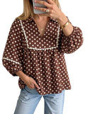 Dokotoo Womens Babydoll Tops 3/4 Sleeve Dressy Casual Blouse Collar Shirts