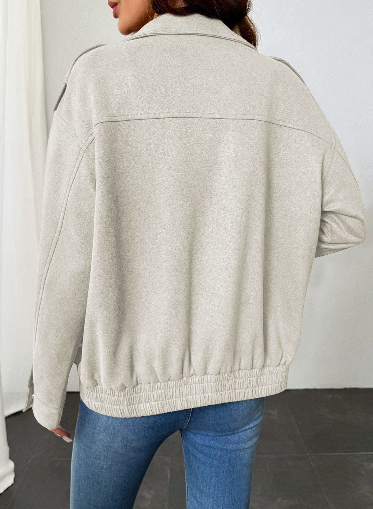 Dokotoo Womens Casual Cropped Bomber Jackets Trendy Solid Zip Up Coats