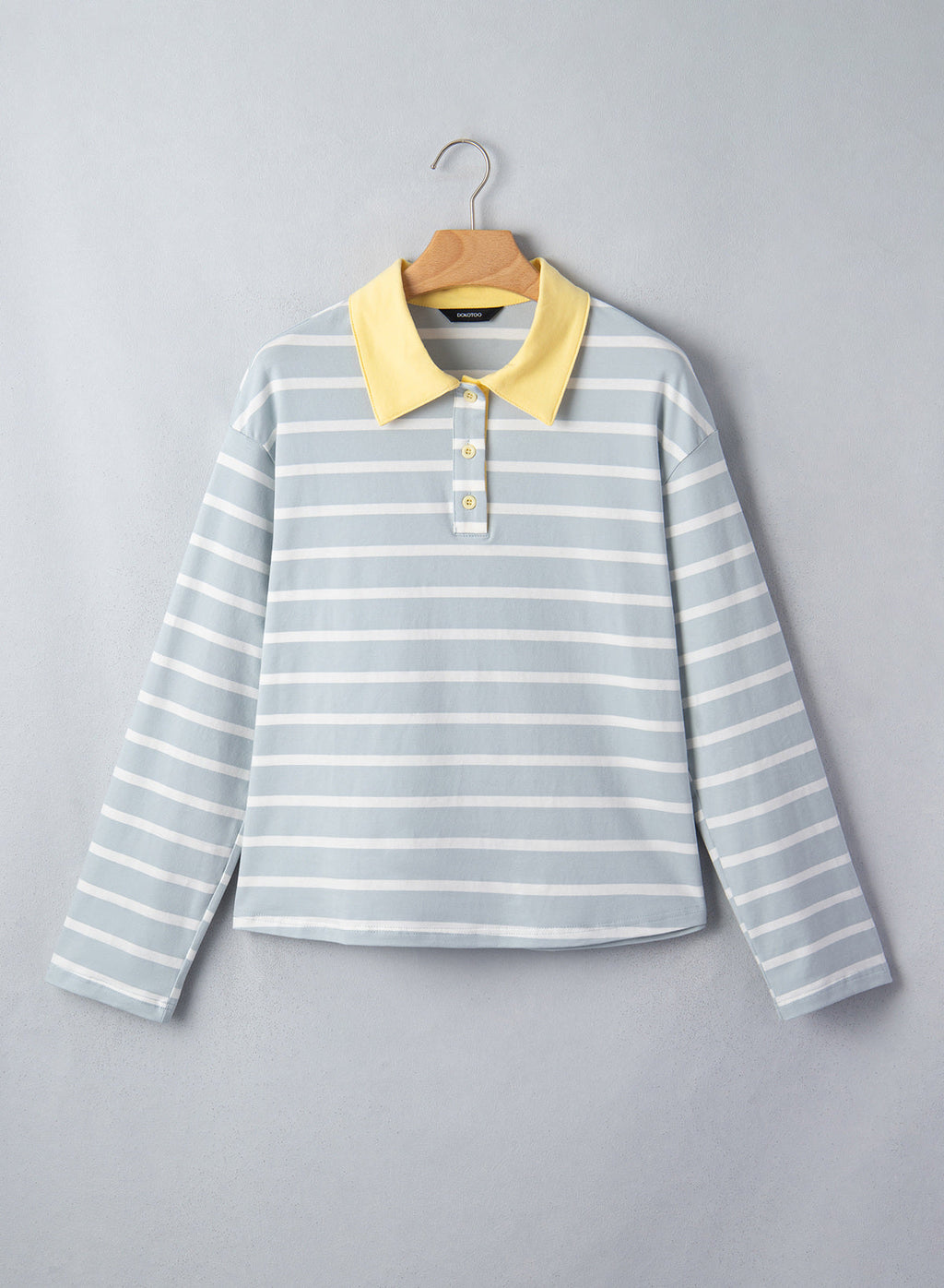 Dokotoo Womens Tops Long Sleeve Striped Color Block Button Down Shirts