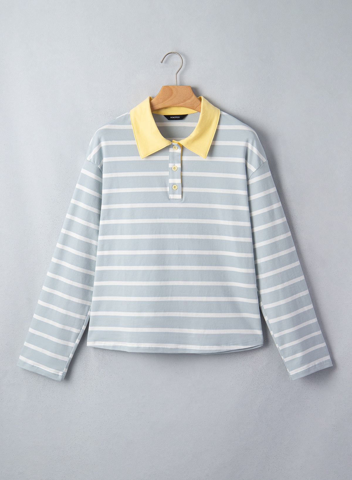 Dokotoo Womens Tops Long Sleeve Striped Color Block Button Down Shirts