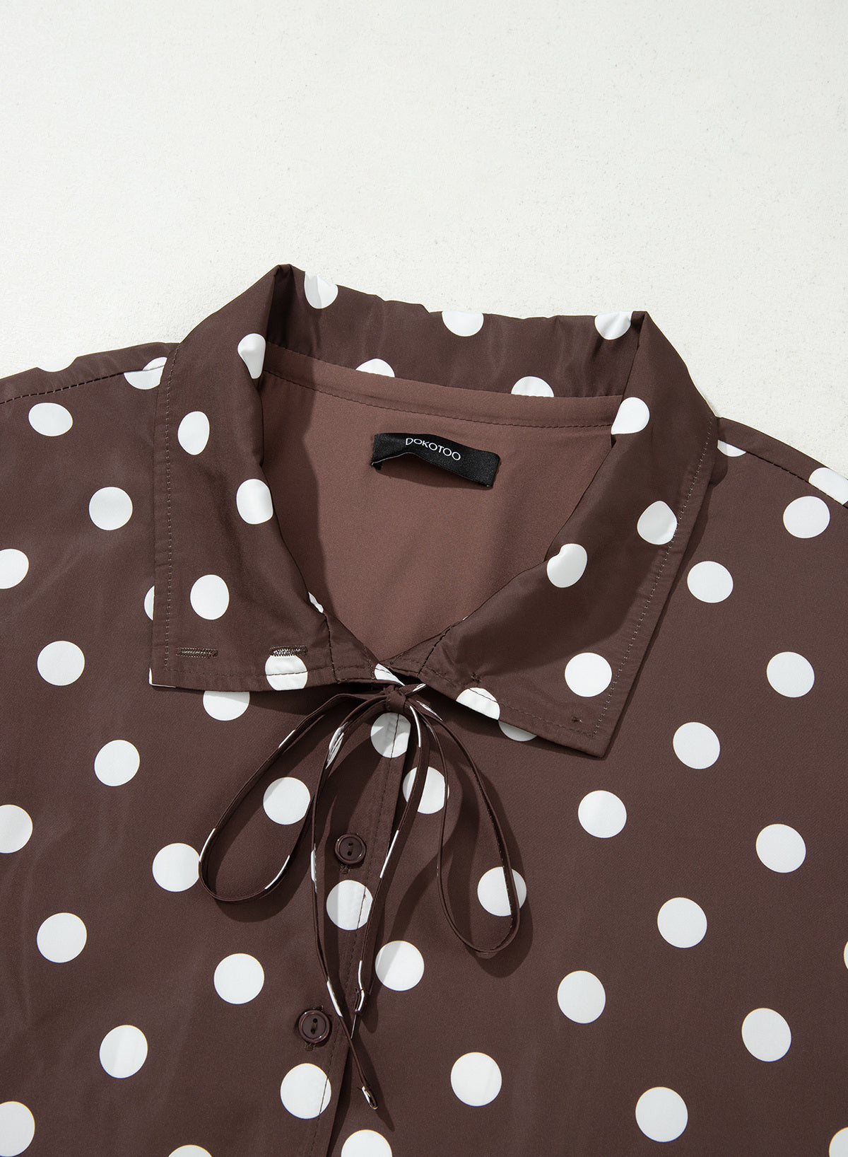 Dokotoo Womens Cropped Jacket Drawstring Zip Up Polka Dot Oversized Coats