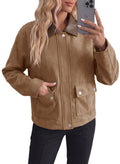 Dokotoo Womens Cropped Jacket 2026 Fall Collar Zip Button Coat with Pockets
