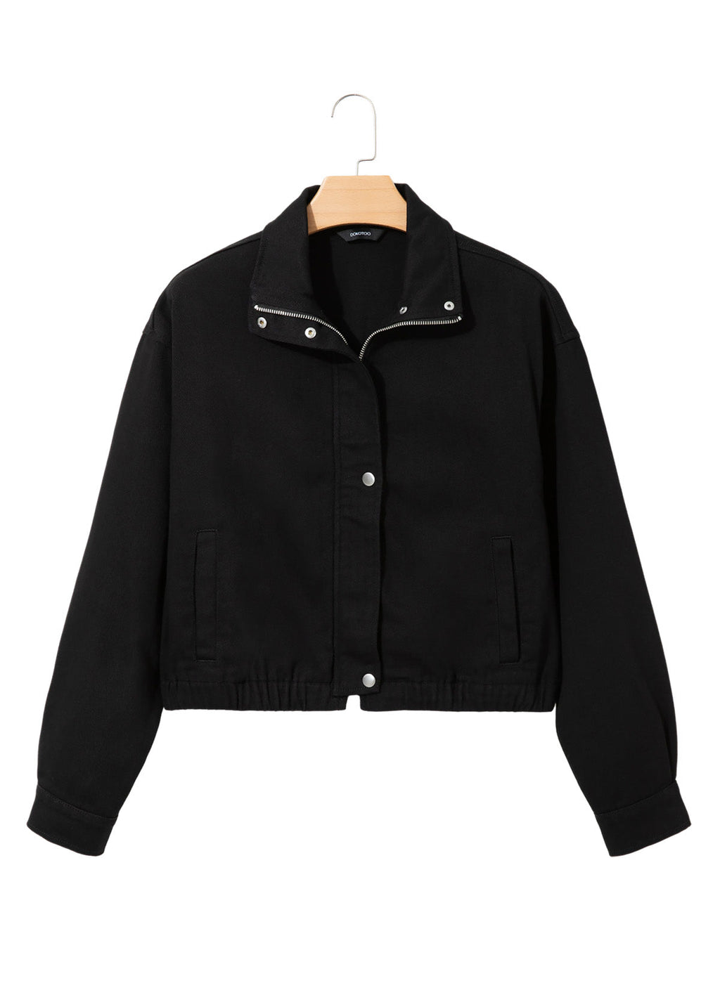 Dokotoo Womens Cropped Jean Jacket Zip Up Oversized Denim Jacket