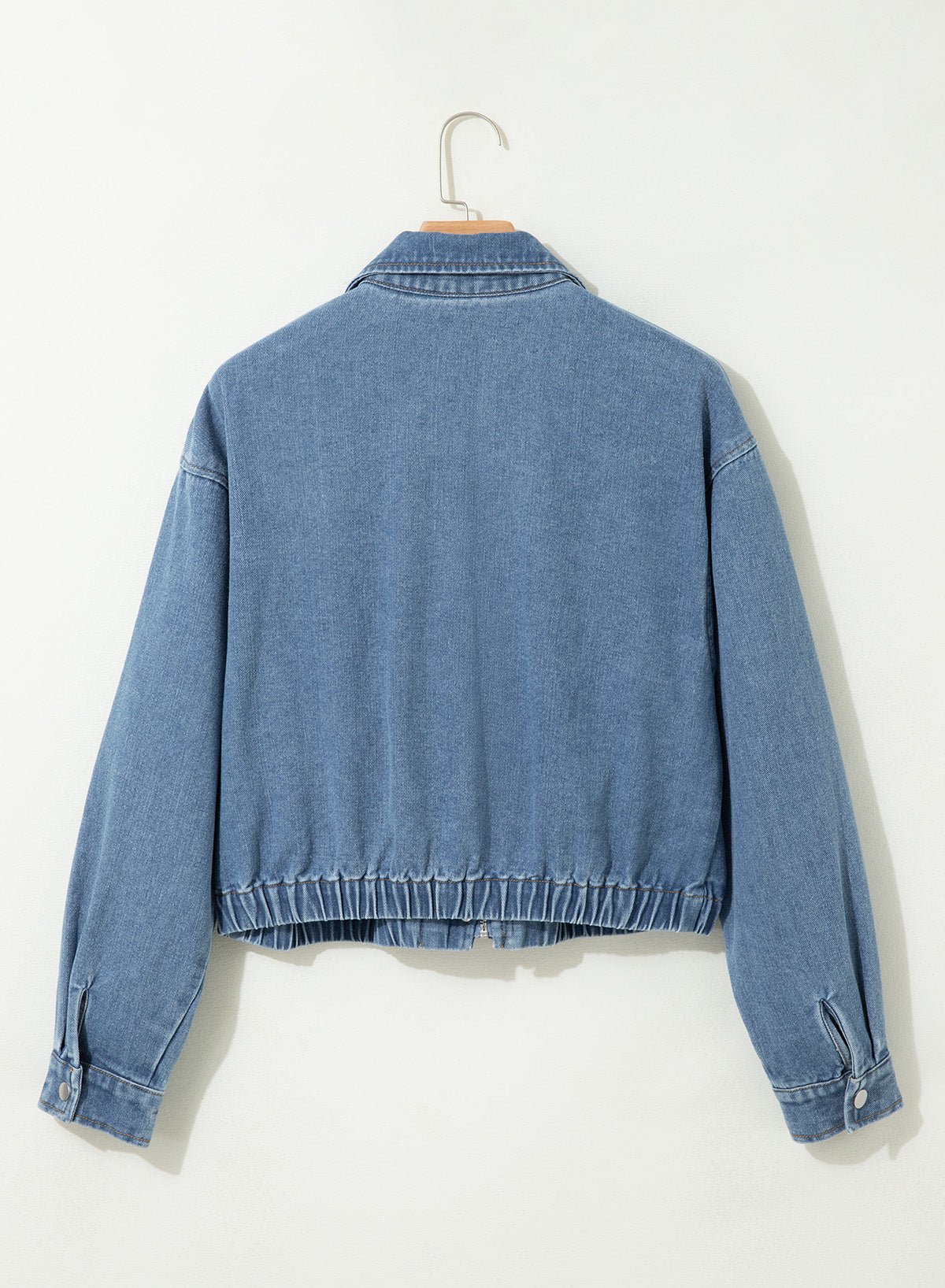 Dokotoo Womens Cropped Jean Jacket Zip Up Oversized Denim Jacket