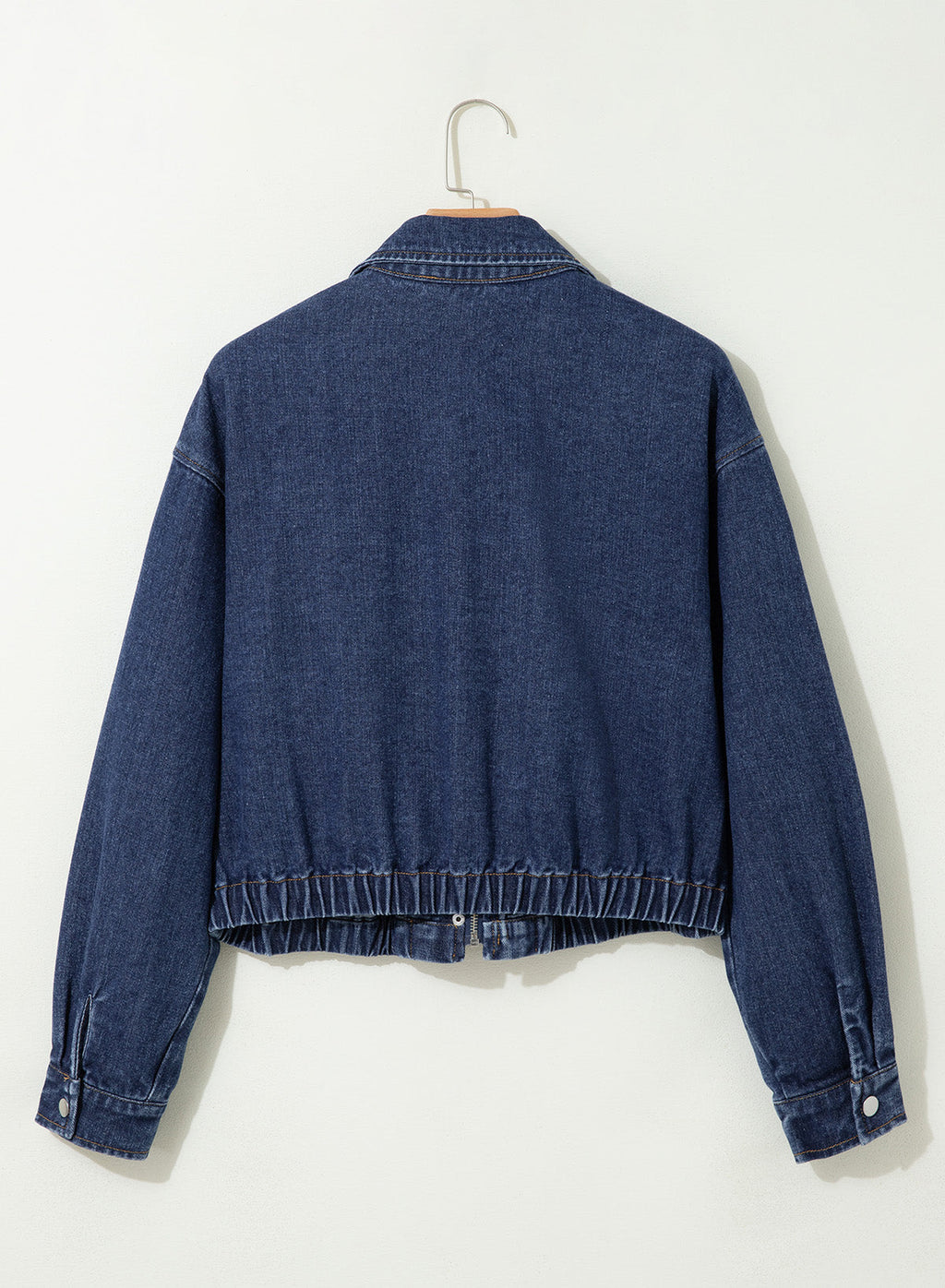 Dokotoo Womens Cropped Jean Jacket Zip Up Oversized Denim Jacket