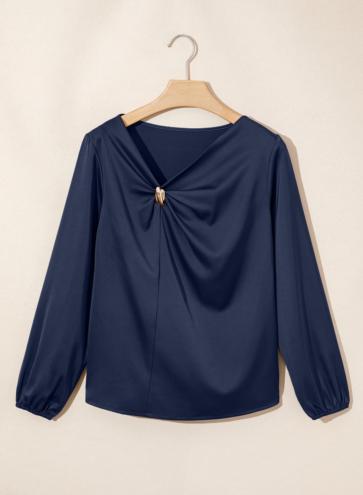 Dokotoo Womens Shirts Long Sleeve Dressy Casual V Neck Satin Top