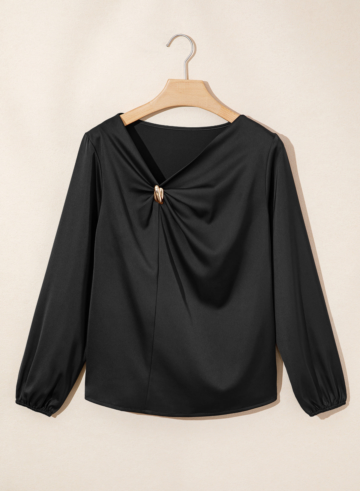 Dokotoo Womens Shirts Long Sleeve Dressy Casual V Neck Satin Top