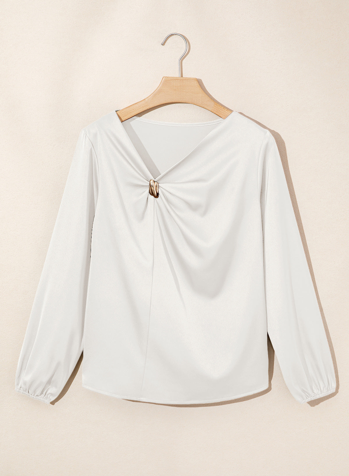 Dokotoo Womens Shirts Long Sleeve Dressy Casual V Neck Satin Top