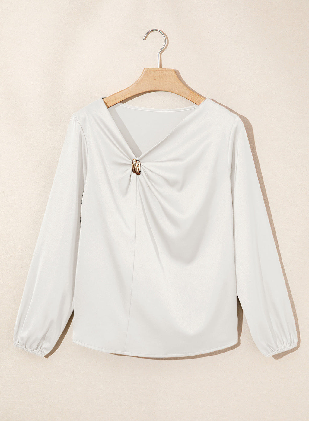 Dokotoo Womens Shirts Long Sleeve Dressy Casual V Neck Satin Top
