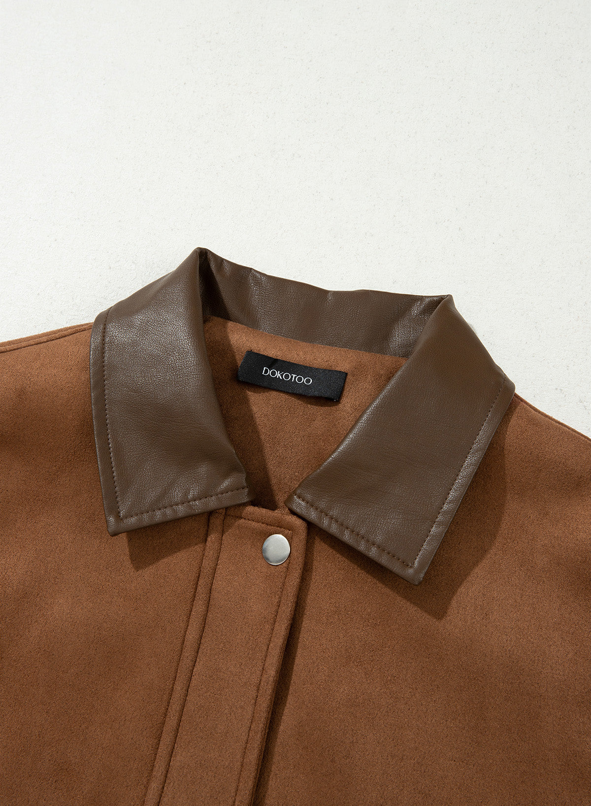 Dokotoo Womens Cropped Jacket 2026 Fall Collar Zip Button Coat with Pockets