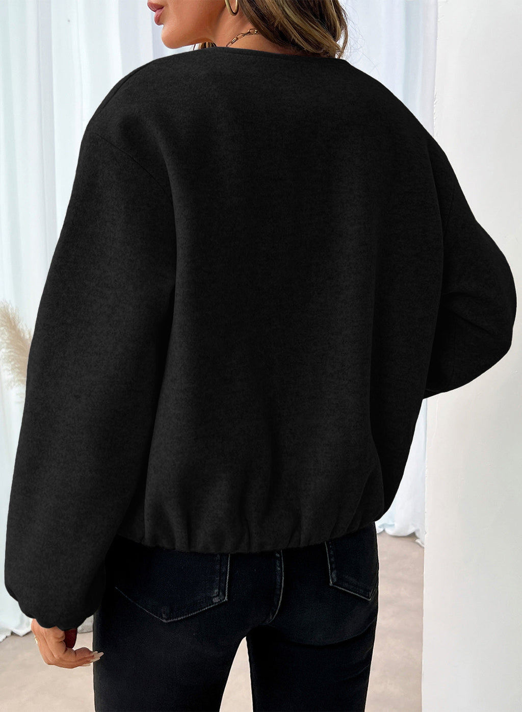 Bomber Jacket for Women Trendy Long Sleeve Coat with Pockets