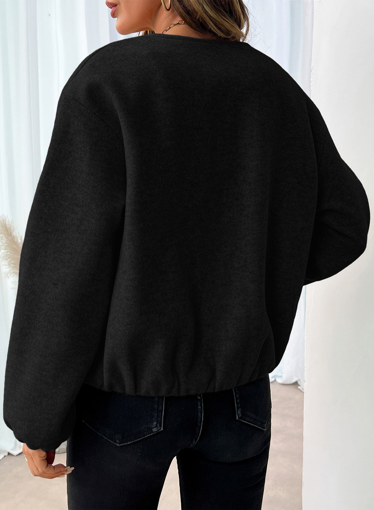 Bomber Jacket for Women Trendy Long Sleeve Coat with Pockets