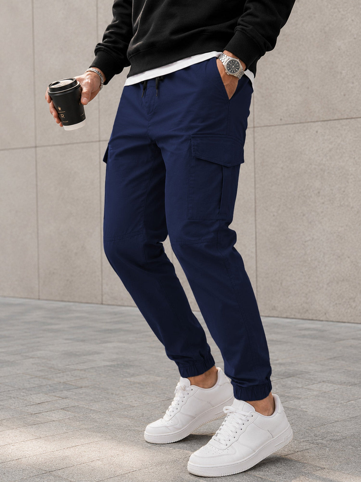 Dokotoo Men Men's Cotton Cargo Joggers Slim Fit Work Pants
