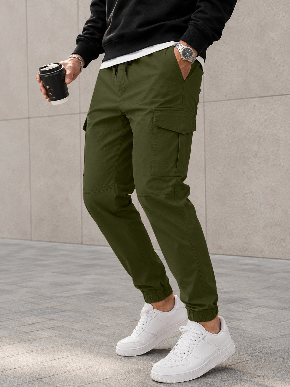 Dokotoo Men Men's Cotton Cargo Joggers Slim Fit Work Pants