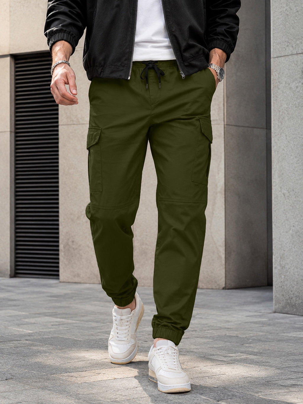 Dokotoo Men Men's Cotton Cargo Joggers Slim Fit Work Pants