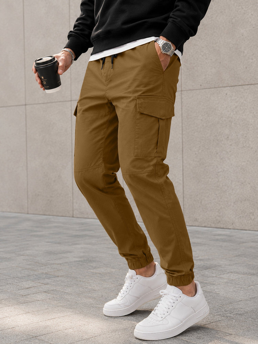 Dokotoo Men Men's Cotton Cargo Joggers Slim Fit Work Pants