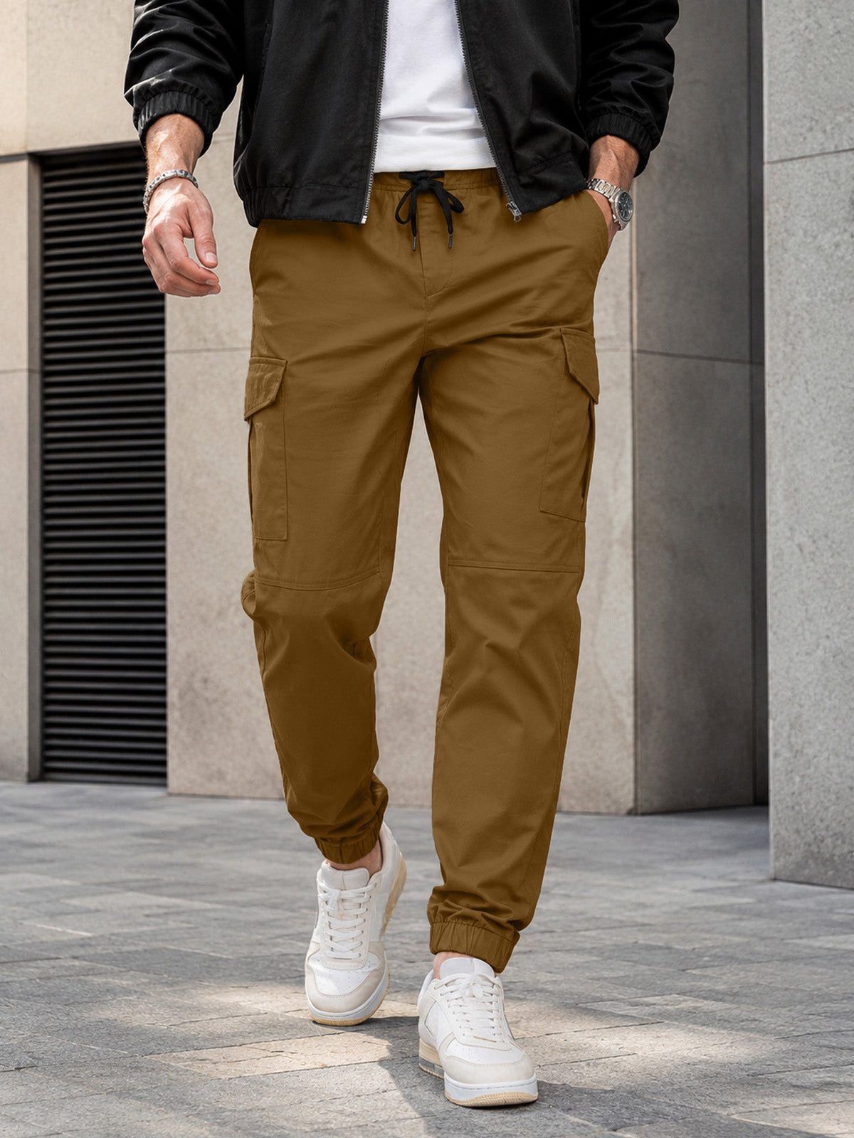 Dokotoo Men Men's Cotton Cargo Joggers Slim Fit Work Pants