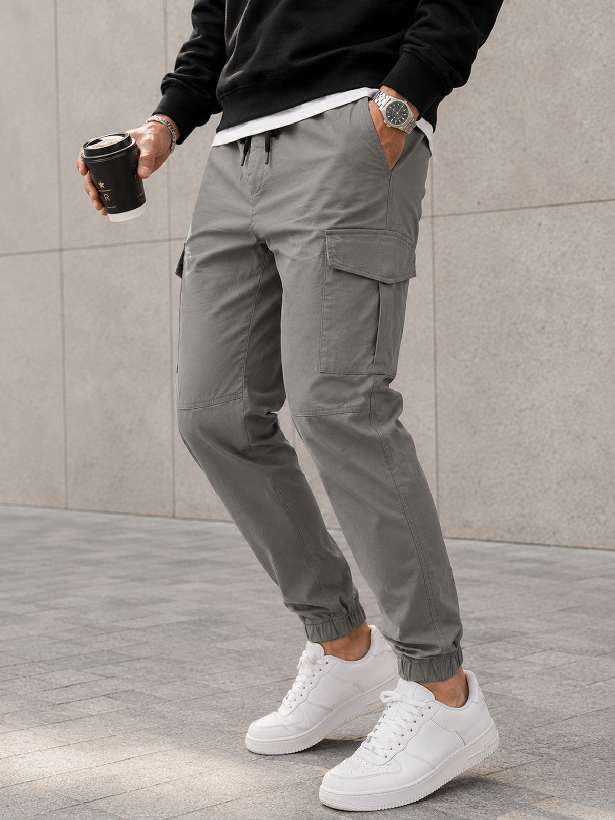 Dokotoo Men Men's Cotton Cargo Joggers Slim Fit Work Pants