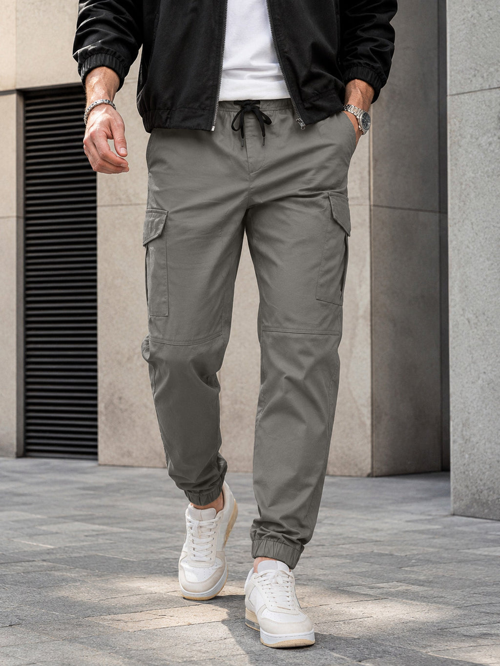 Dokotoo Men Men's Cotton Cargo Joggers Slim Fit Work Pants