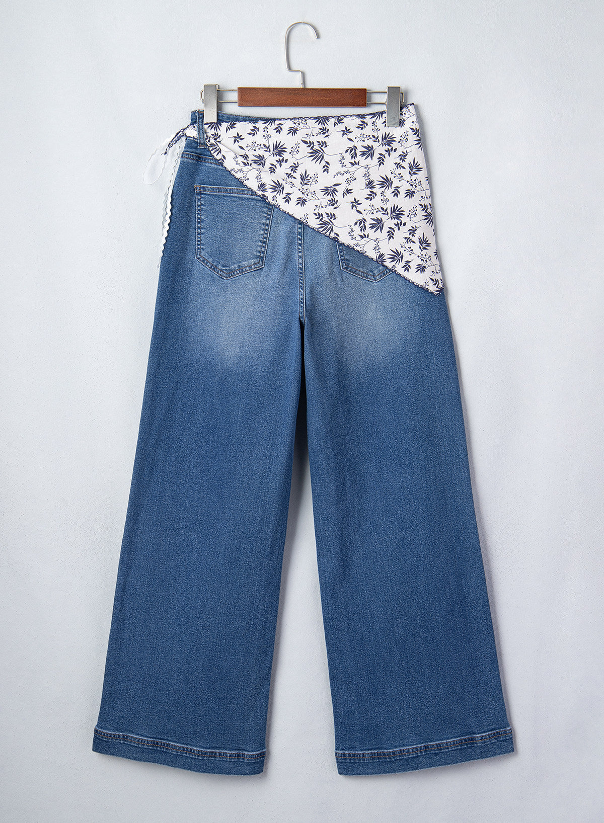Jeans for Women Wide Leg Denim Stretch Pants with Scarf Belt