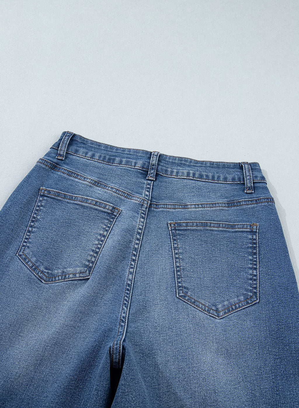 Jeans for Women Wide Leg Denim Stretch Pants with Scarf Belt