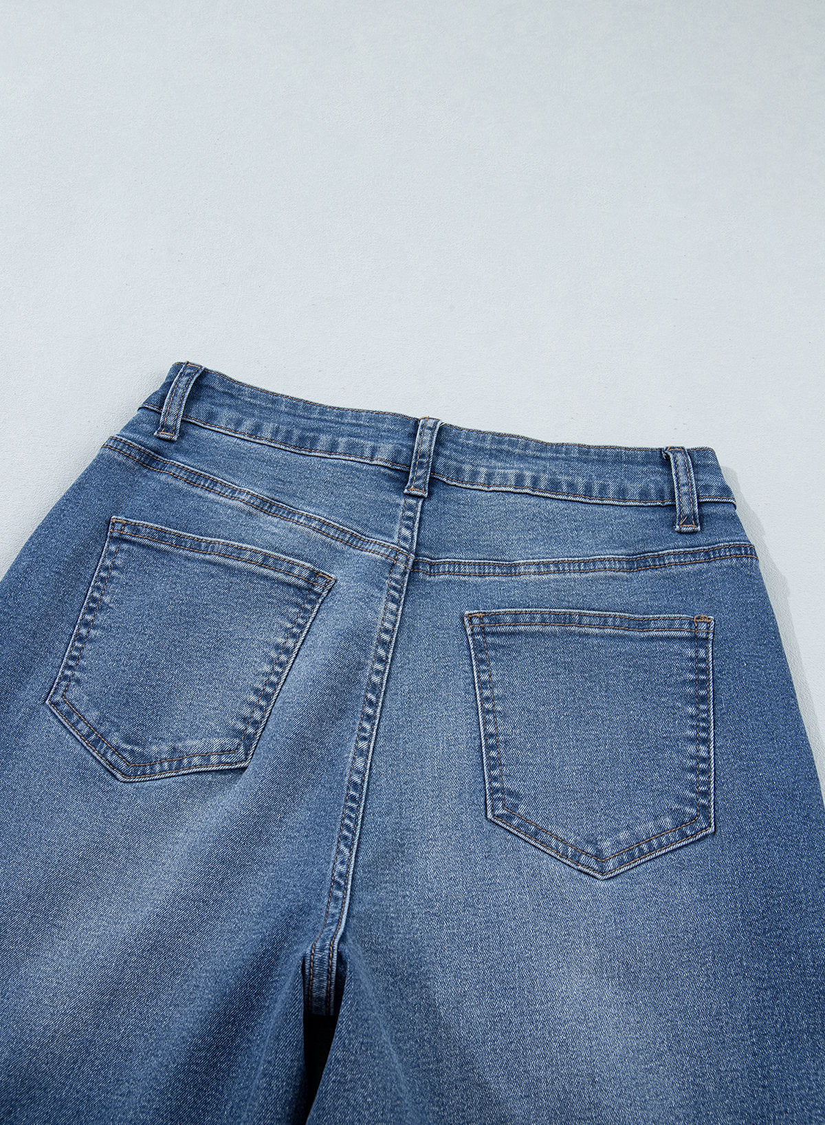 Jeans for Women Wide Leg Denim Stretch Pants with Scarf Belt