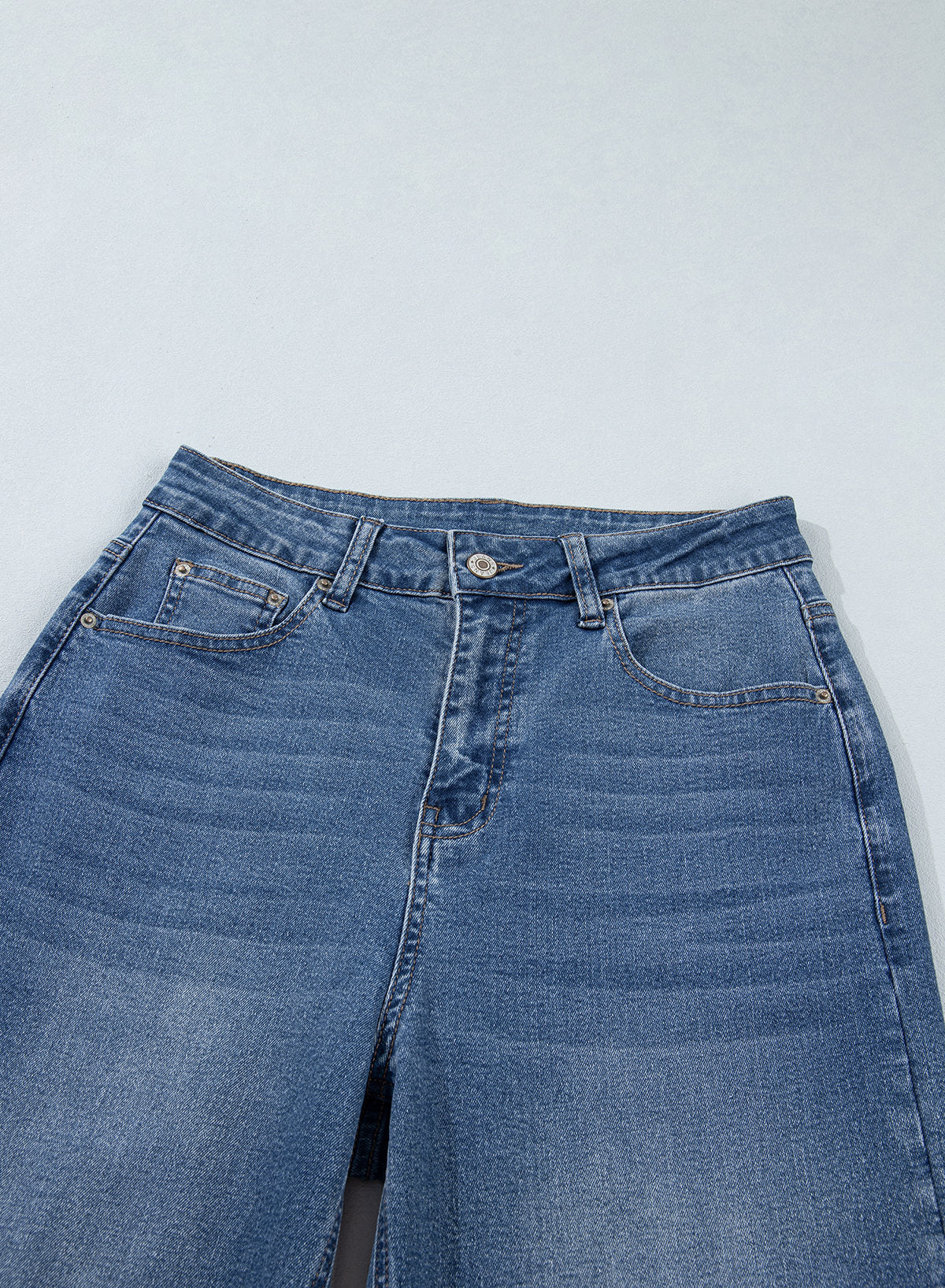 Jeans for Women Wide Leg Denim Stretch Pants with Scarf Belt