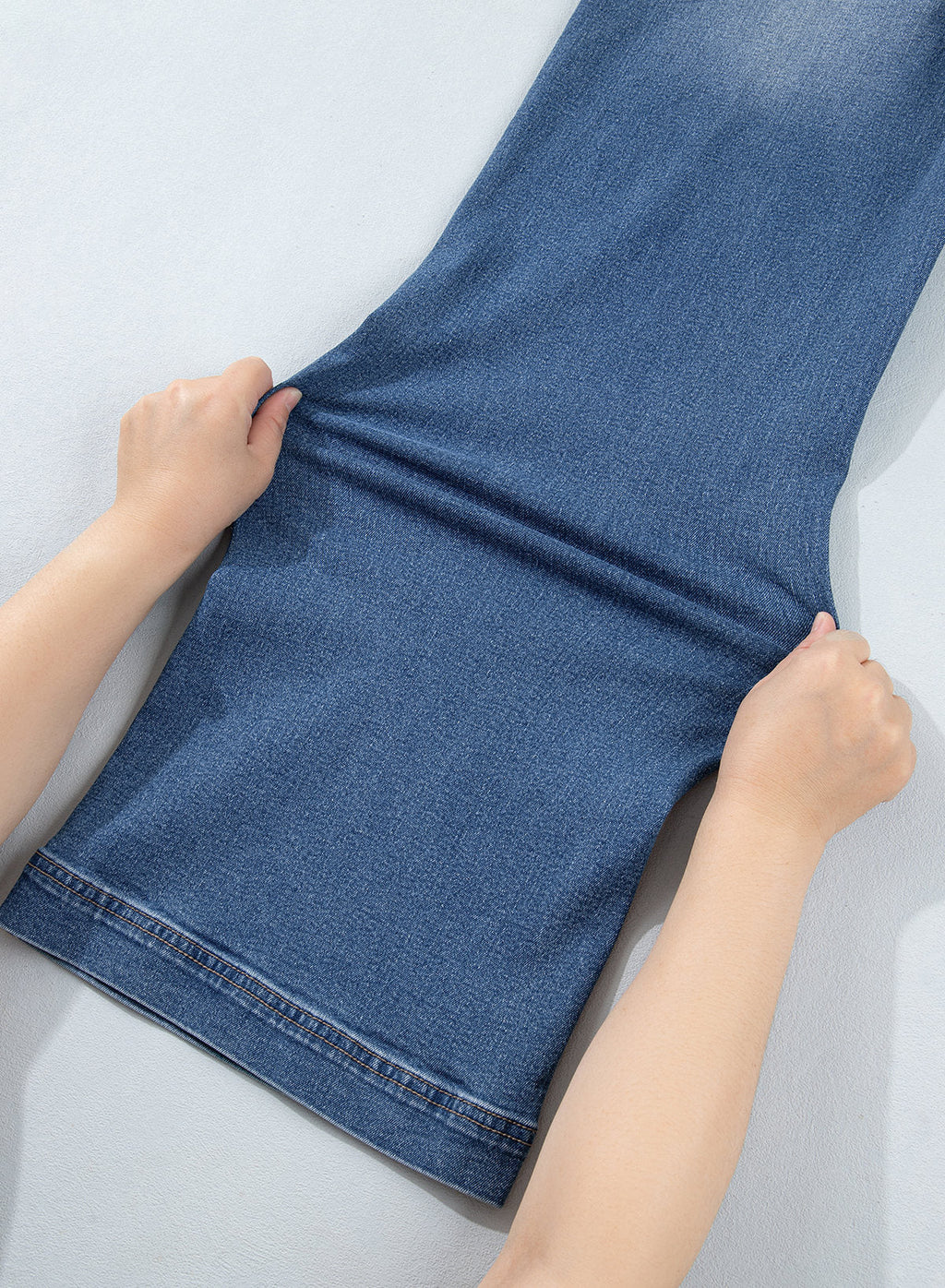Jeans for Women Wide Leg Denim Stretch Pants with Scarf Belt