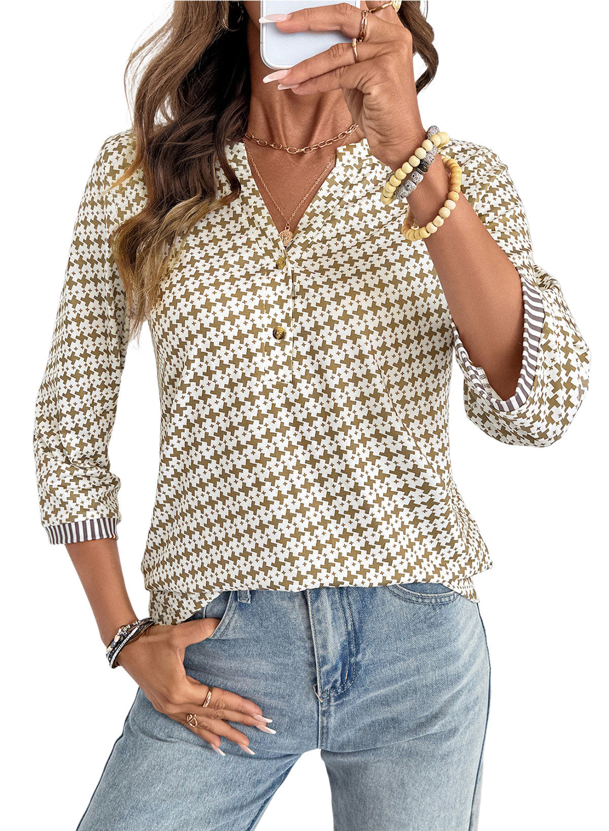 Dokotoo Womens Tops Fall 3/4 Length Sleeve Fashion T-Shirts