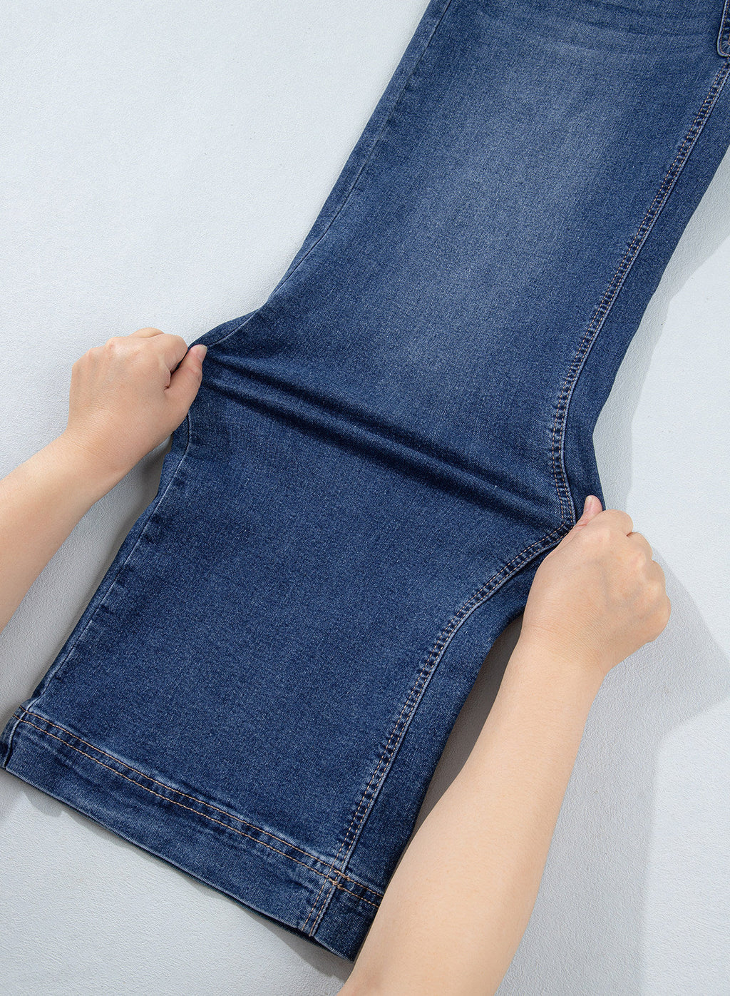 Jeans for Women Wide Leg Denim Stretch Pants with Scarf Belt
