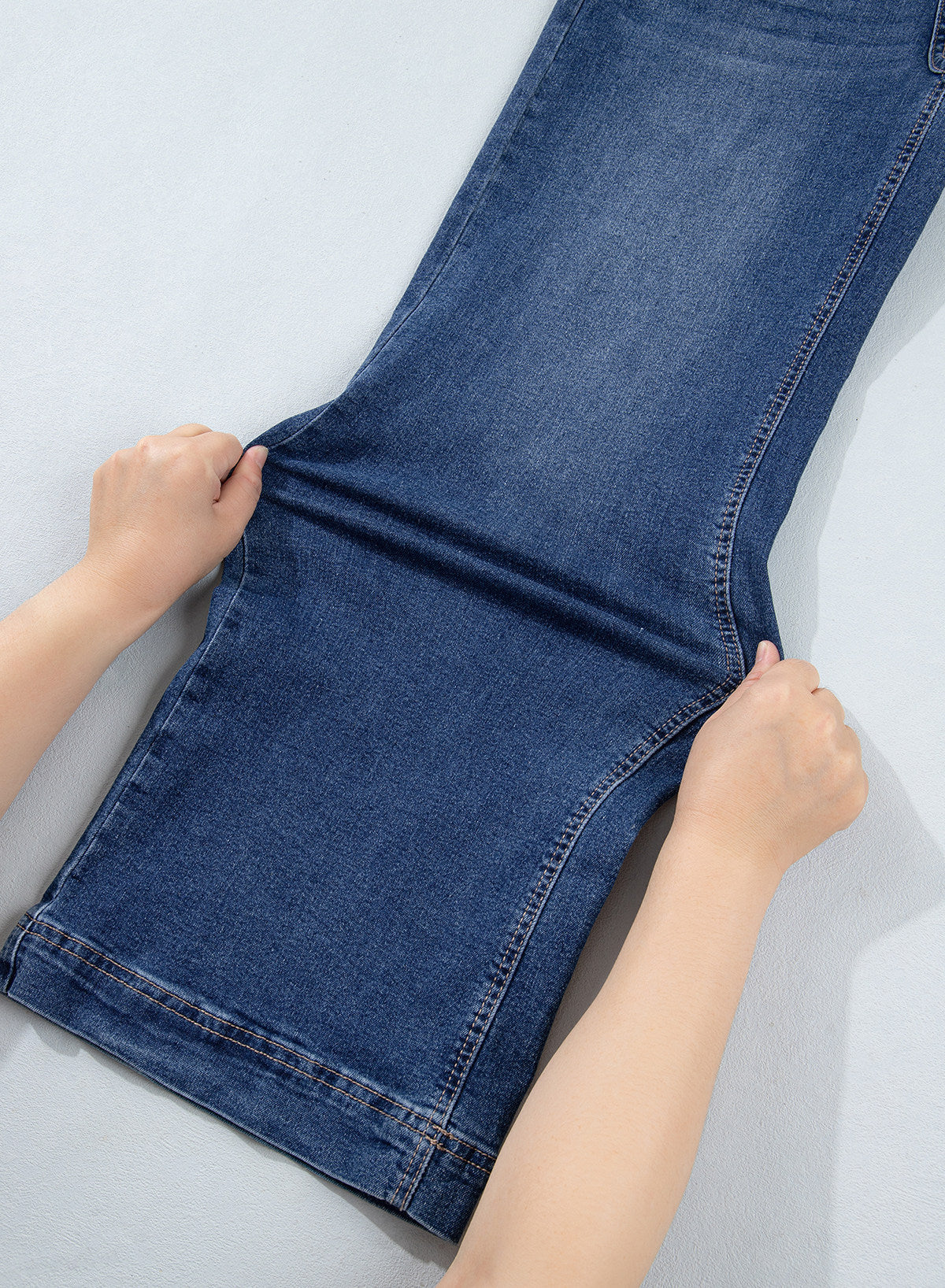 Jeans for Women Wide Leg Denim Stretch Pants with Scarf Belt