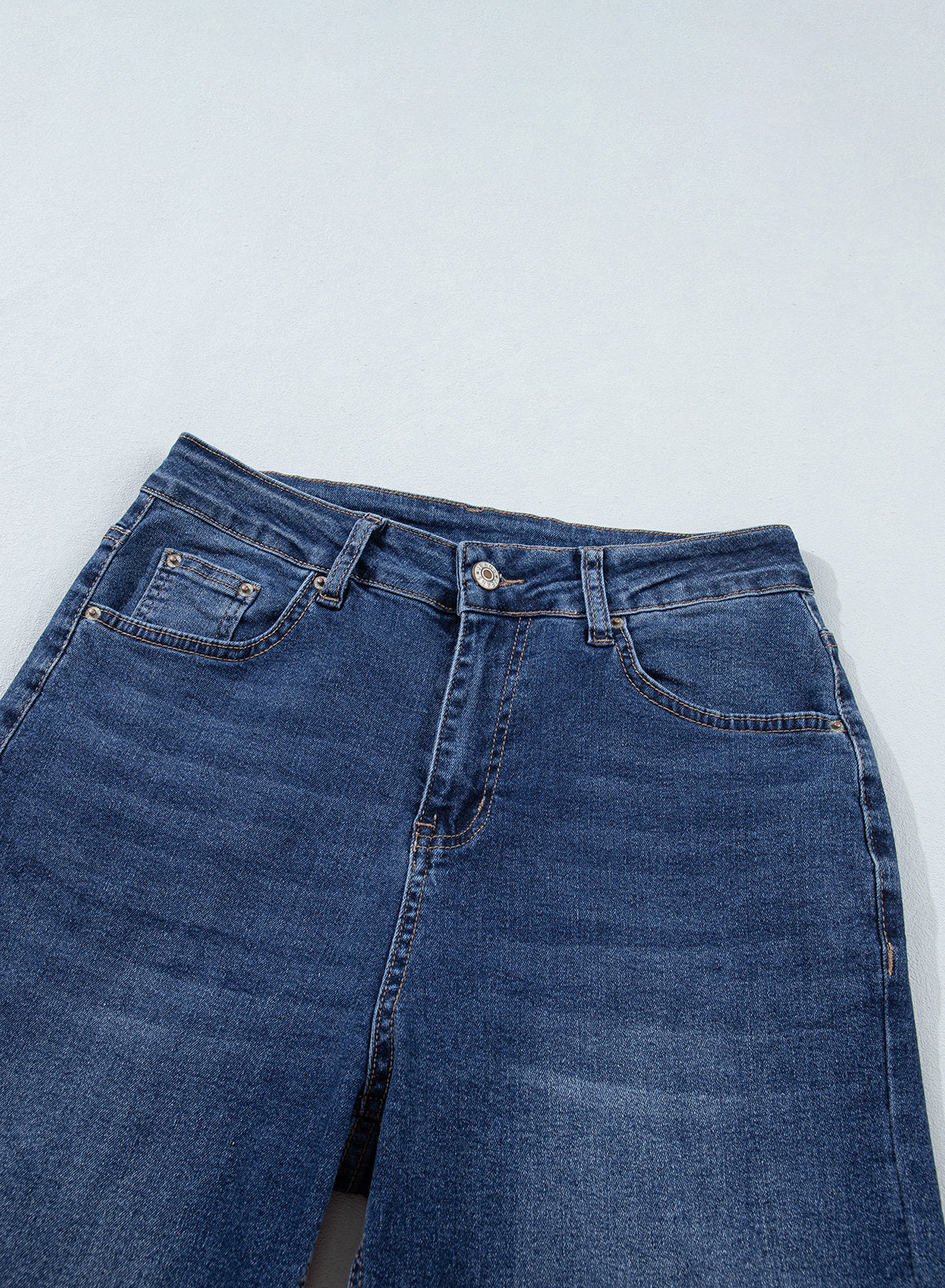 Jeans for Women Wide Leg Denim Stretch Pants with Scarf Belt