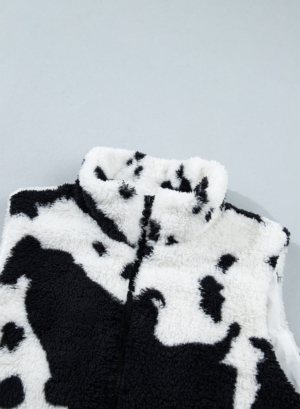 Dokotoo Womens Fleece Vest Zip Up Cow Print Sherpa Sleeveless Jacket