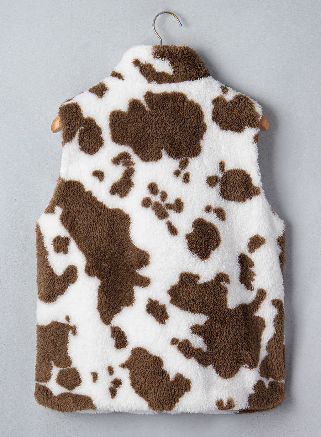 Dokotoo Womens Fleece Vest Zip Up Cow Print Sherpa Sleeveless Jacket