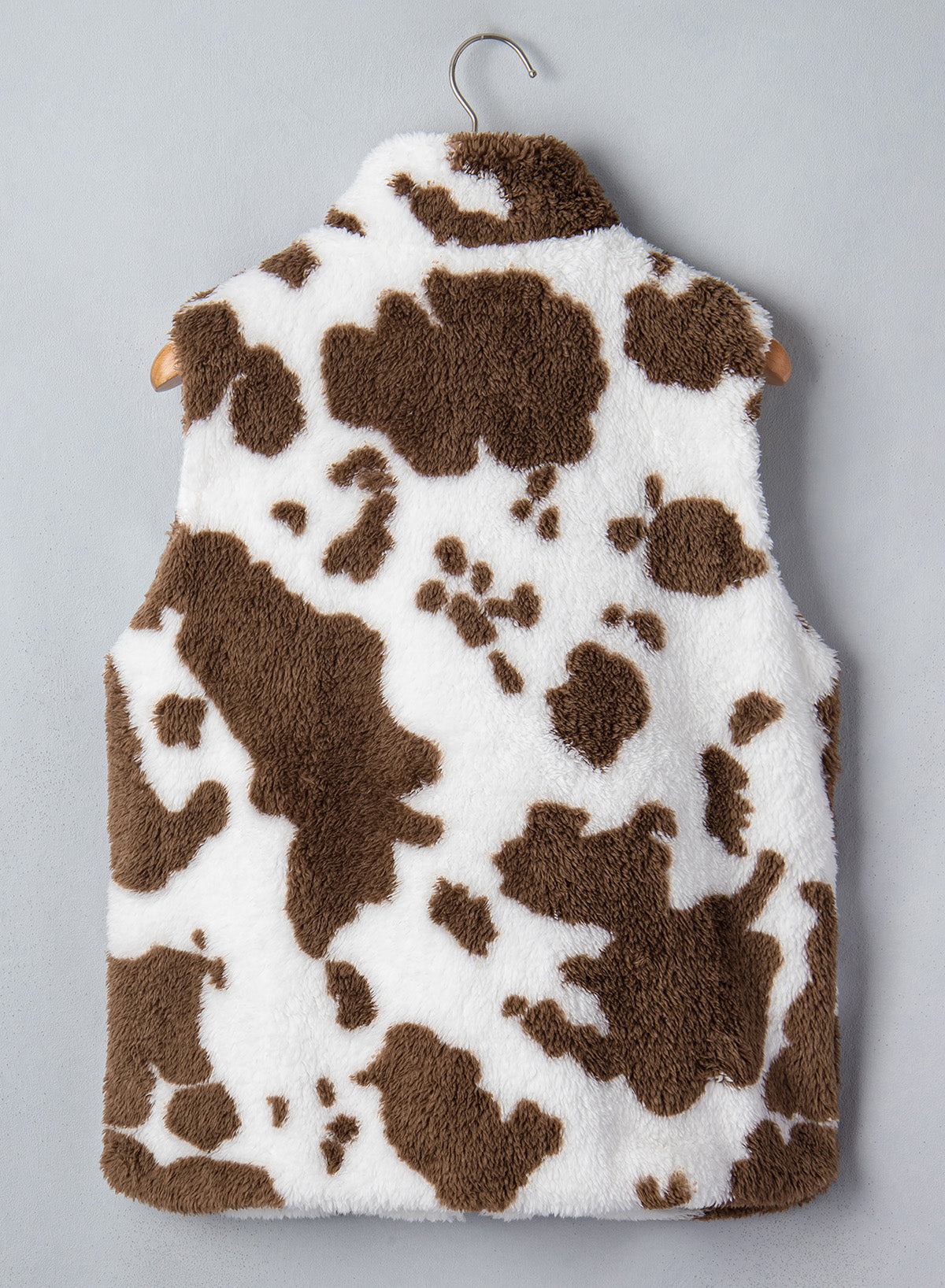 Dokotoo Womens Fleece Vest Zip Up Cow Print Sherpa Sleeveless Jacket