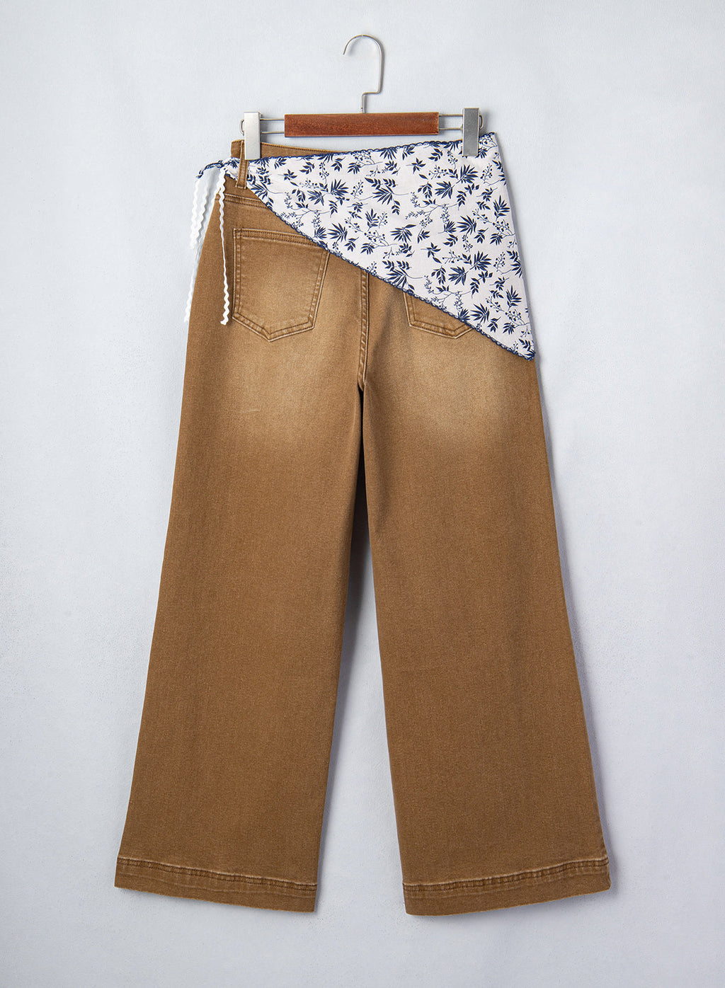 Jeans for Women Wide Leg Denim Stretch Pants with Scarf Belt