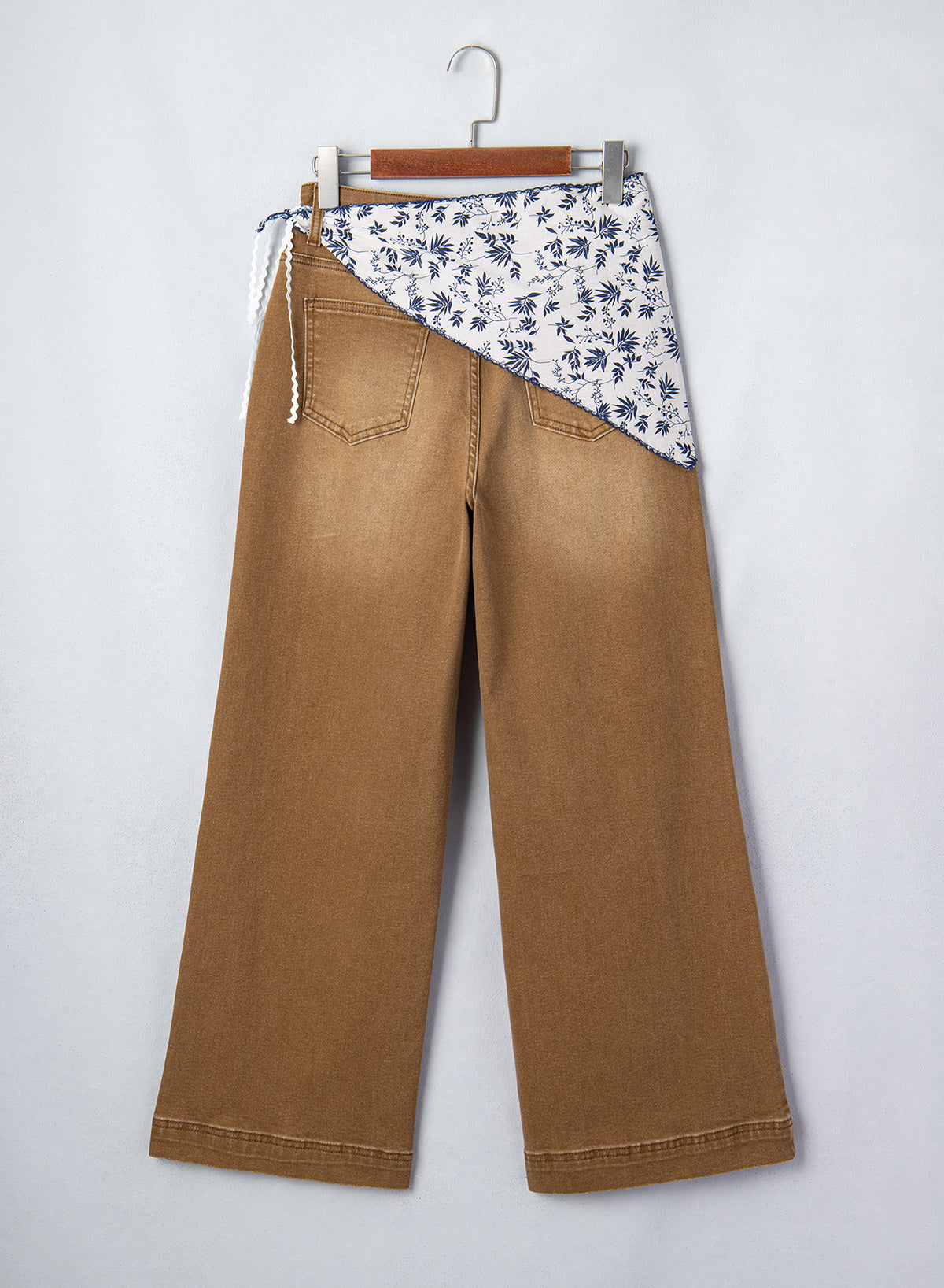Jeans for Women Wide Leg Denim Stretch Pants with Scarf Belt