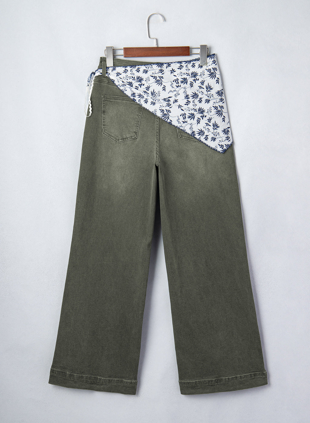 Jeans for Women Wide Leg Denim Stretch Pants with Scarf Belt