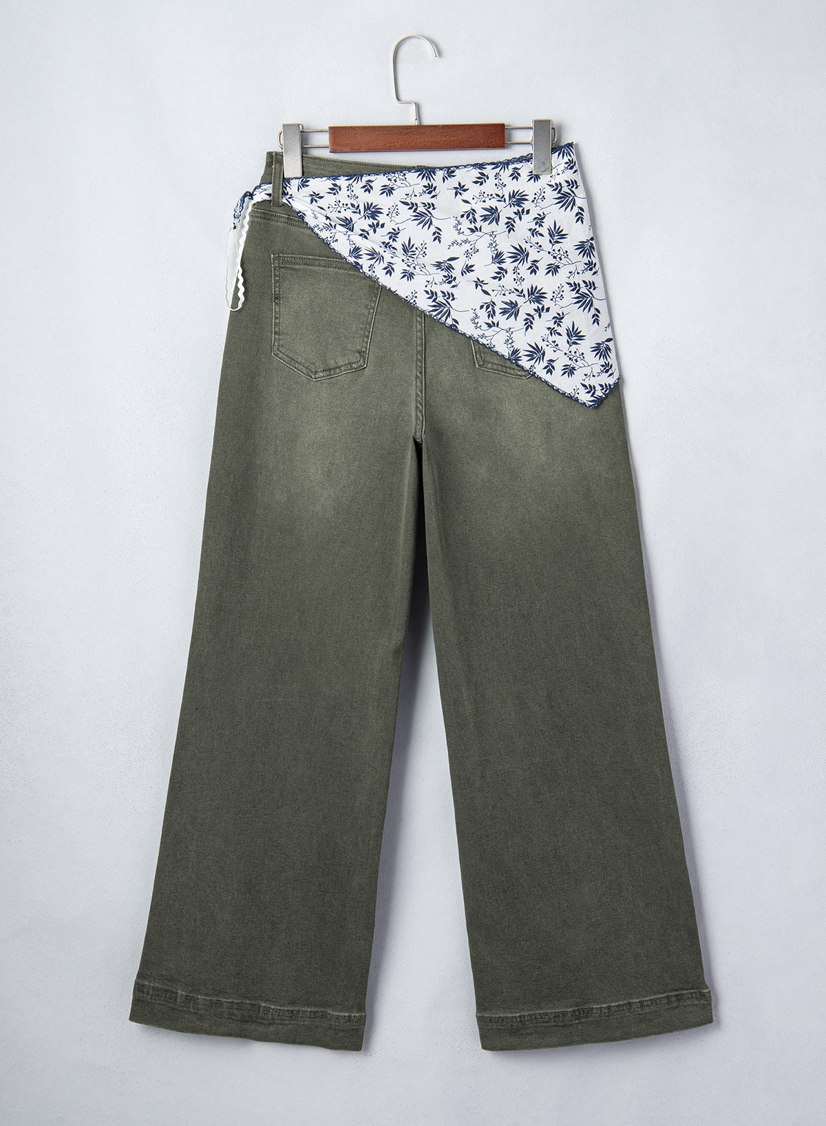 Jeans for Women Wide Leg Denim Stretch Pants with Scarf Belt