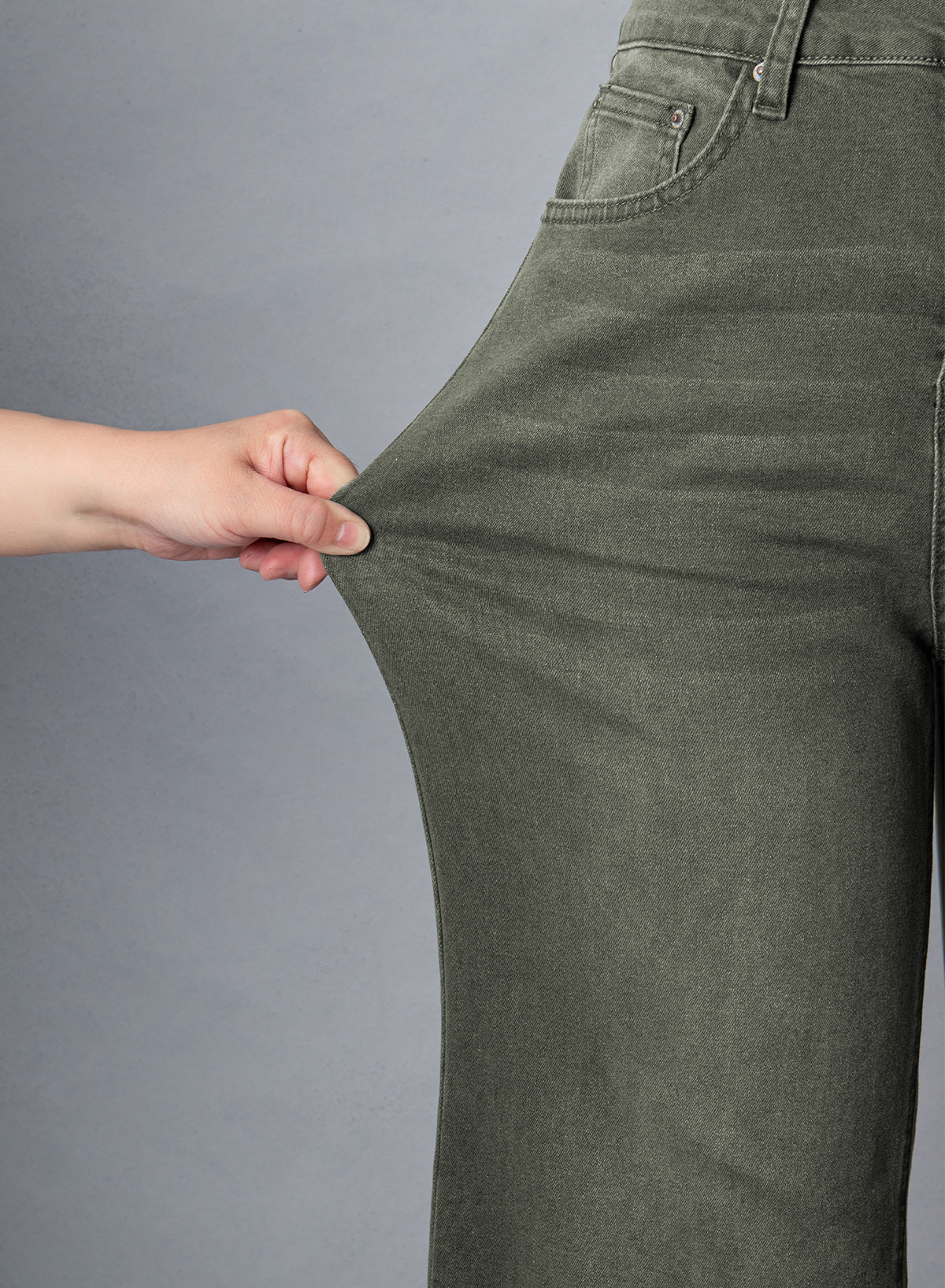 Jeans for Women Wide Leg Denim Stretch Pants with Scarf Belt